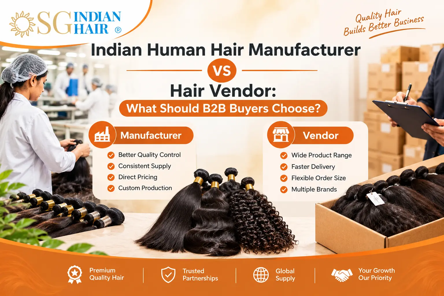 Indian Human Hair Manufacturer vs Hair Vendor: What Should B2B Buyers Choose?